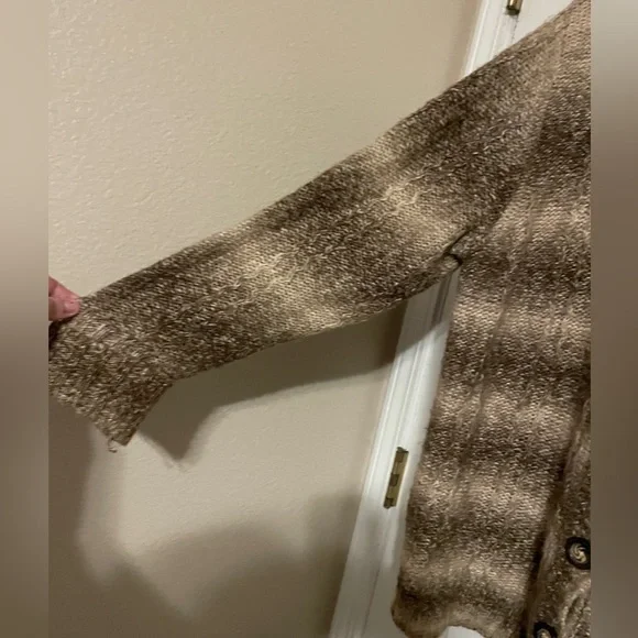 NorthCrest Plus Hooded Wool Blend Button Up Striped Cardigan Sweater Size 2X - Picture 8 of 8